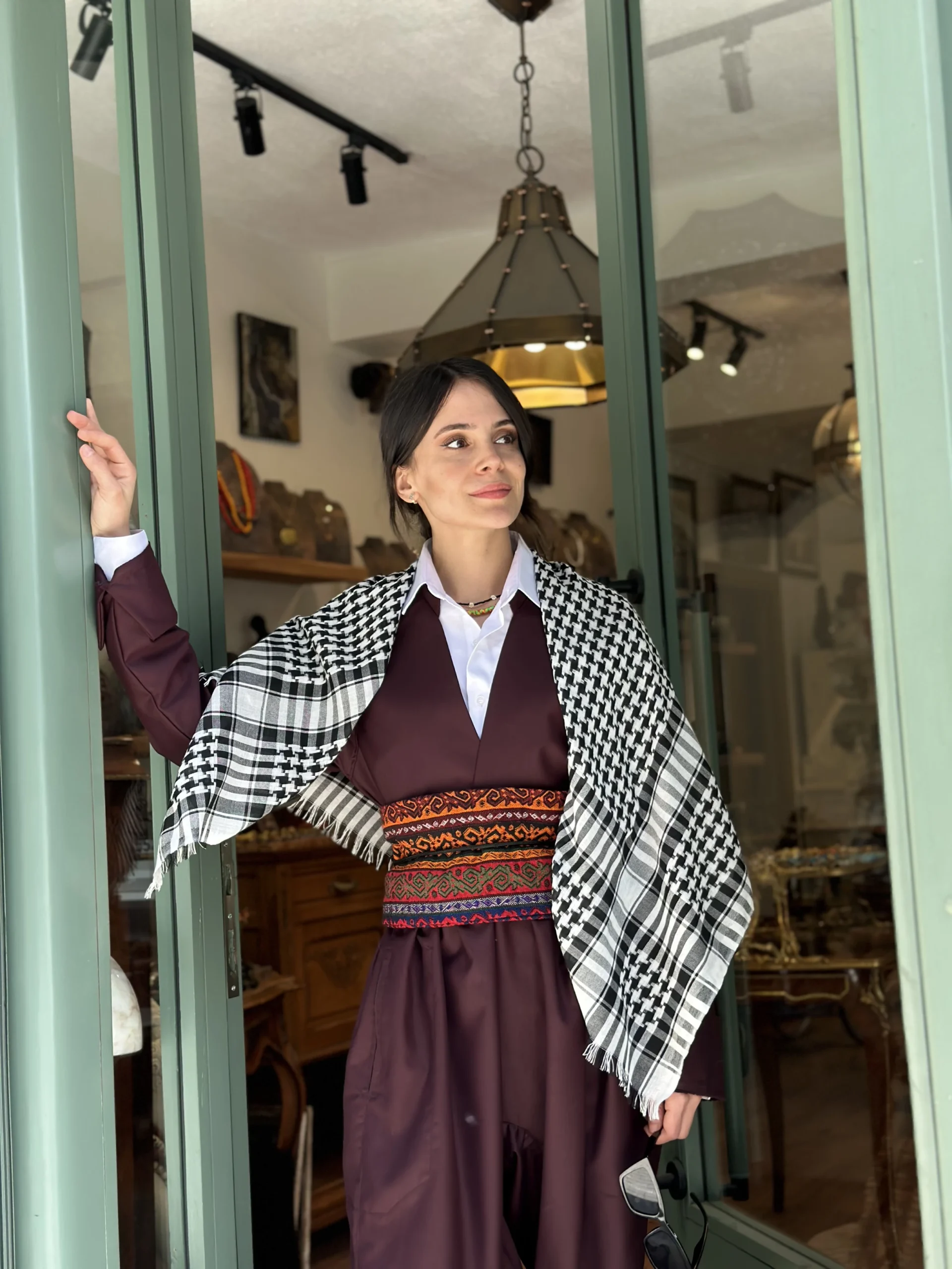 Bordo (Koyu Şarap Rengi) İthal Şal û Şepik Orjinal Gabardin