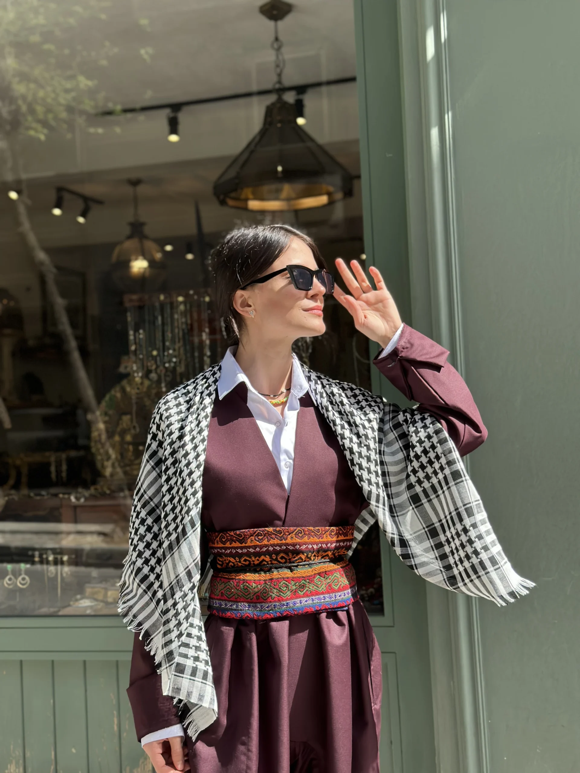 Bordo (Koyu Şarap Rengi) İthal Şal û Şepik Orjinal Gabardin - Image 9