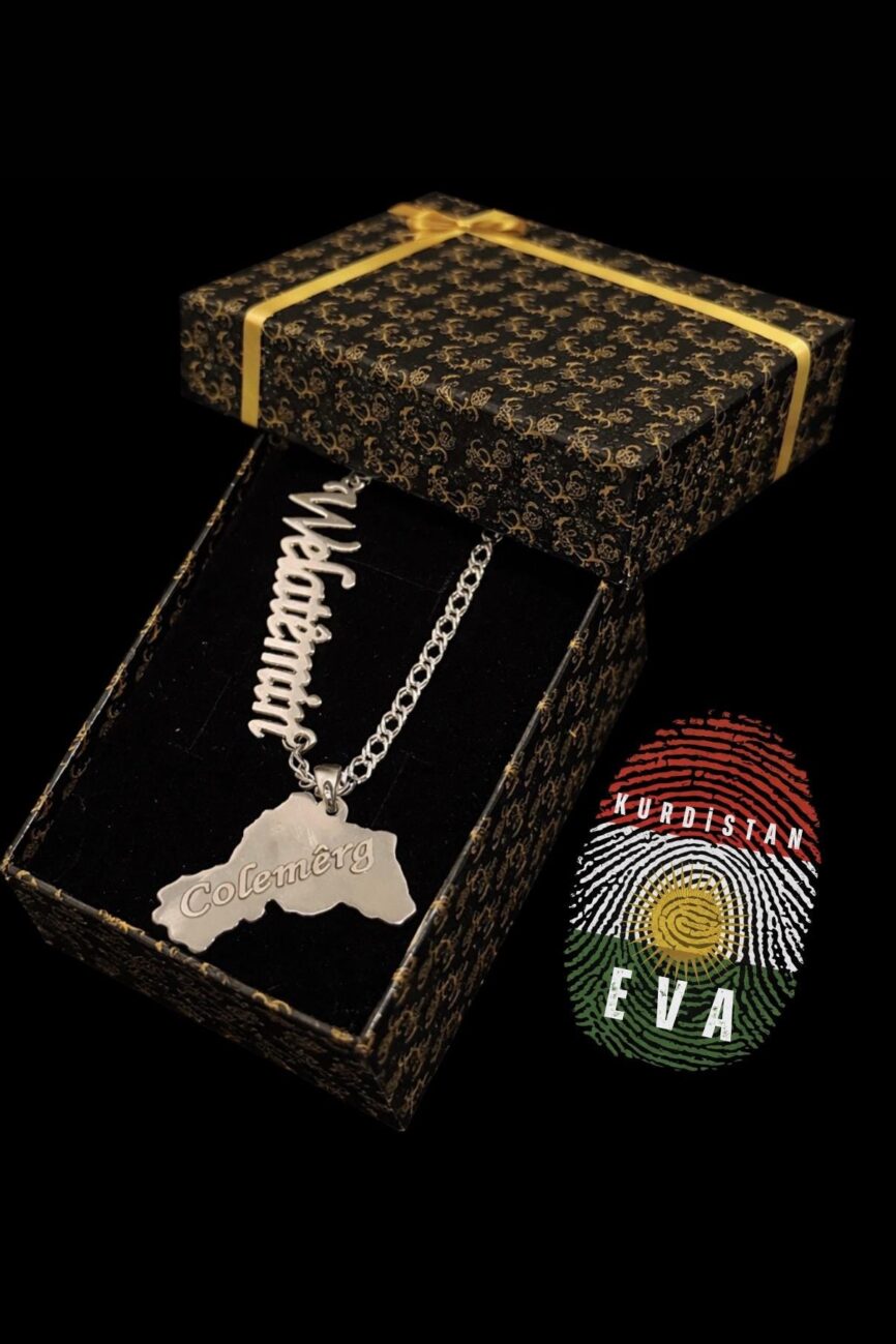 925 Ayar Orjinal Gümüş, Kişiye Özel Özelleştirilebilir, Kurdistan Haritası Temalı Kolye