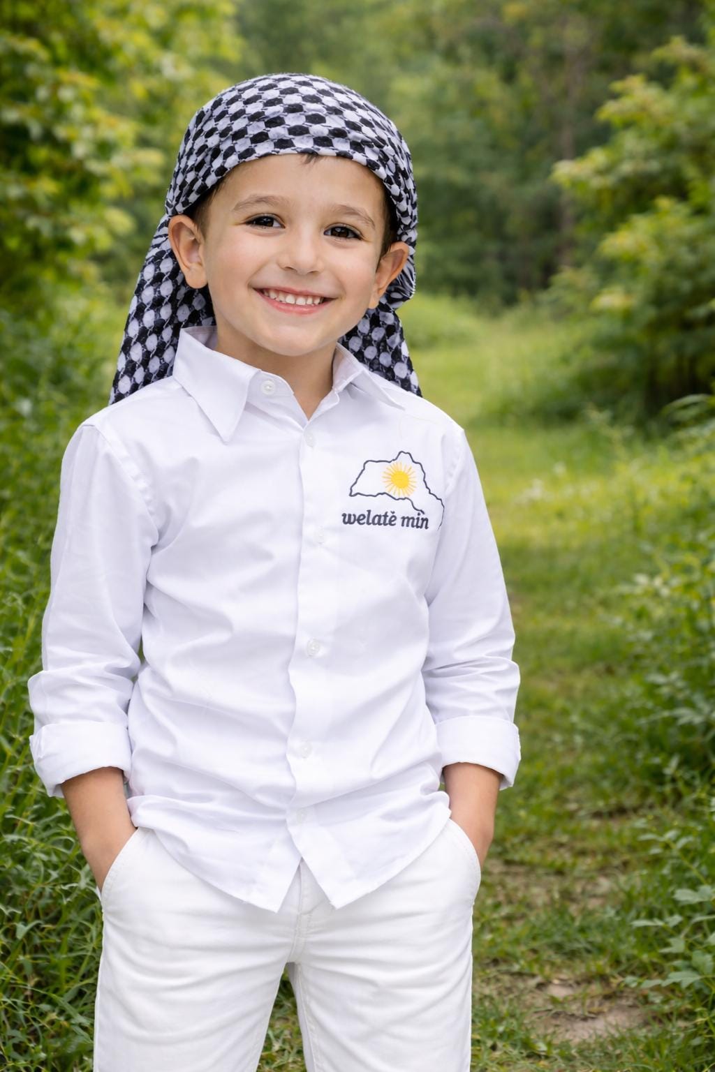 Welate min Aile Kombini Beyaz Kiras Fistan ve Gömlek - Image 3