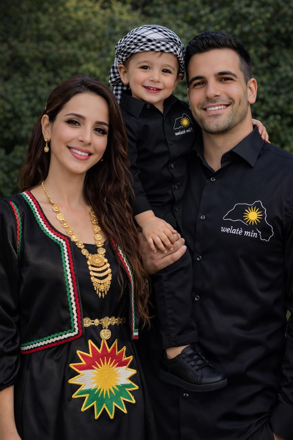 Welate min Aile Kombini Siyah Kiras Fistan ve Gömlek