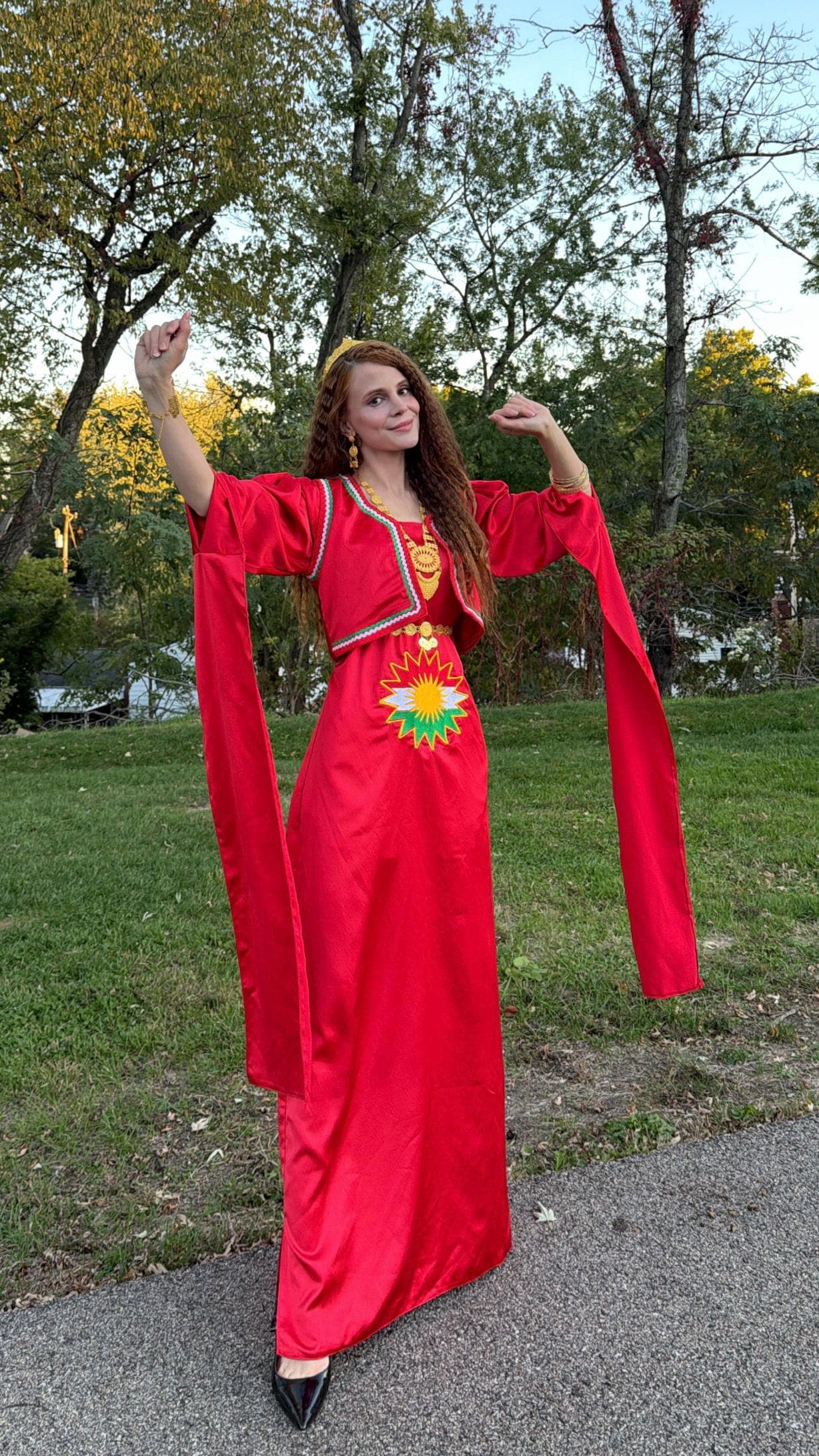 Kırmızı Kiras Fistan Ala Kurdistan Nakışlı - Image 5