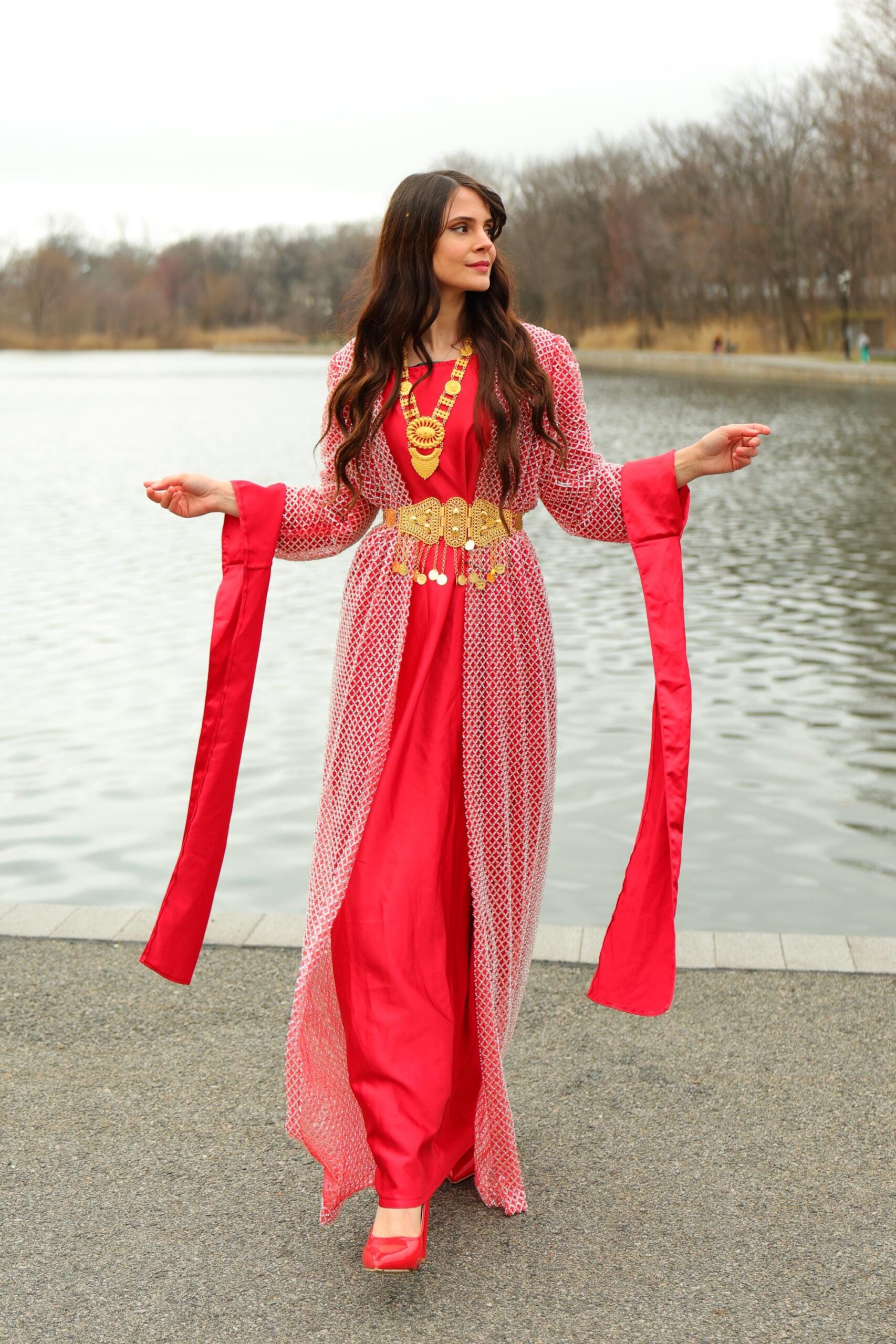 Özel Dikim Kırmızı Kiras Fistan Newroz - Image 5