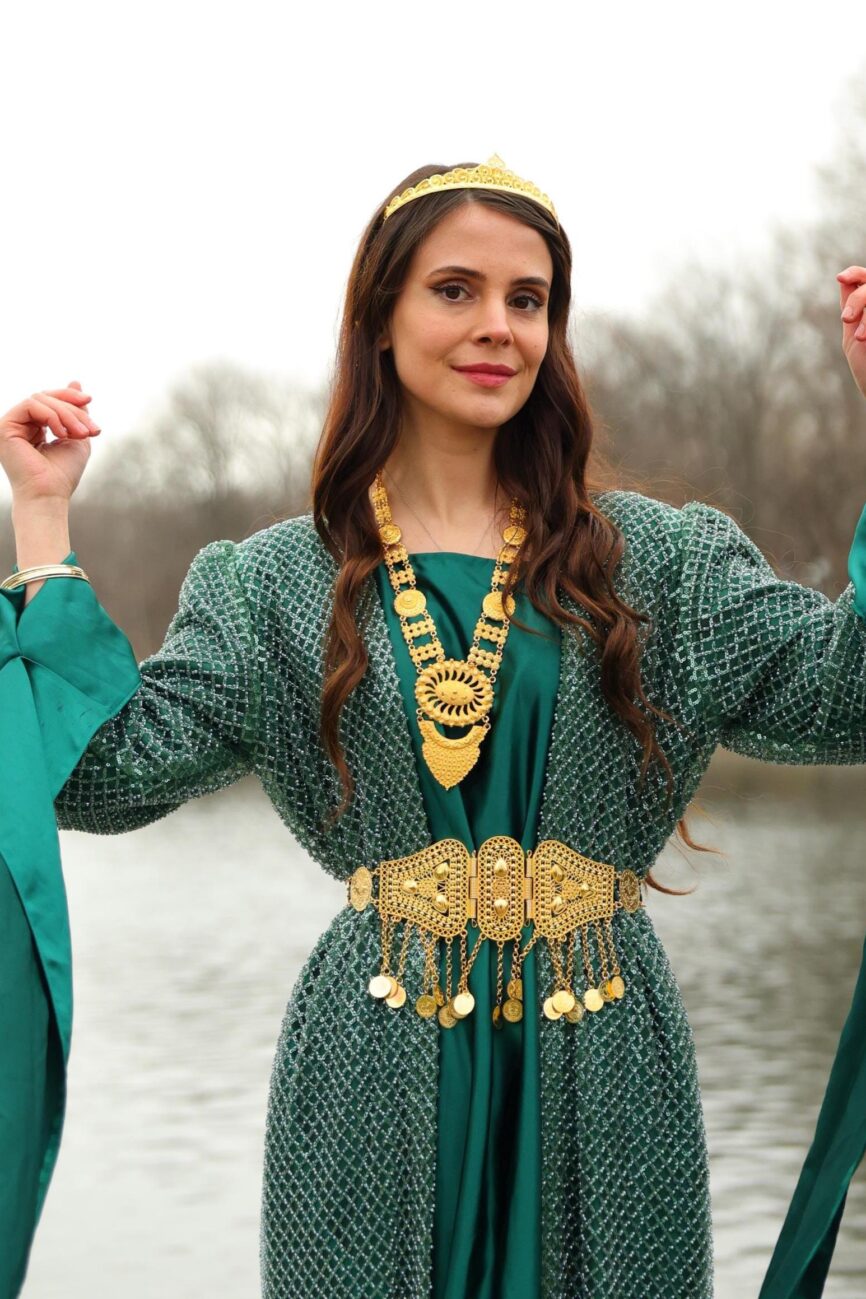 Özel Dikim Yeşil Kiras Fistan