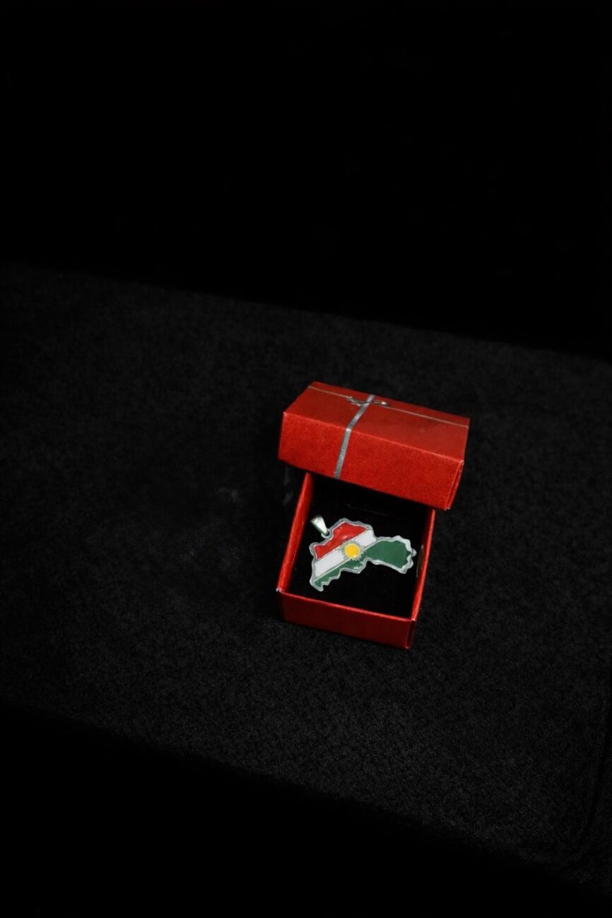 925 Ayar Orjinal Gümüş, Kurdistan Haritası Temalı Kolye , Altın Kaplama