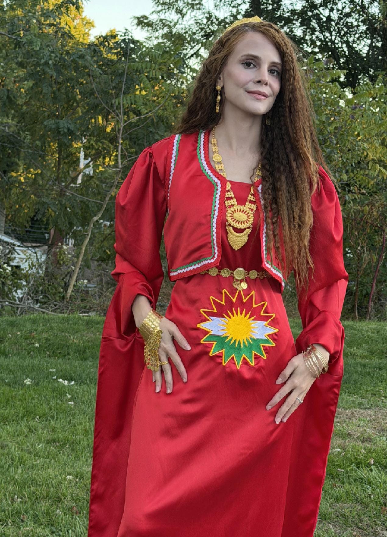 Kırmızı Kiras Fistan Ala Kurdistan Nakışlı