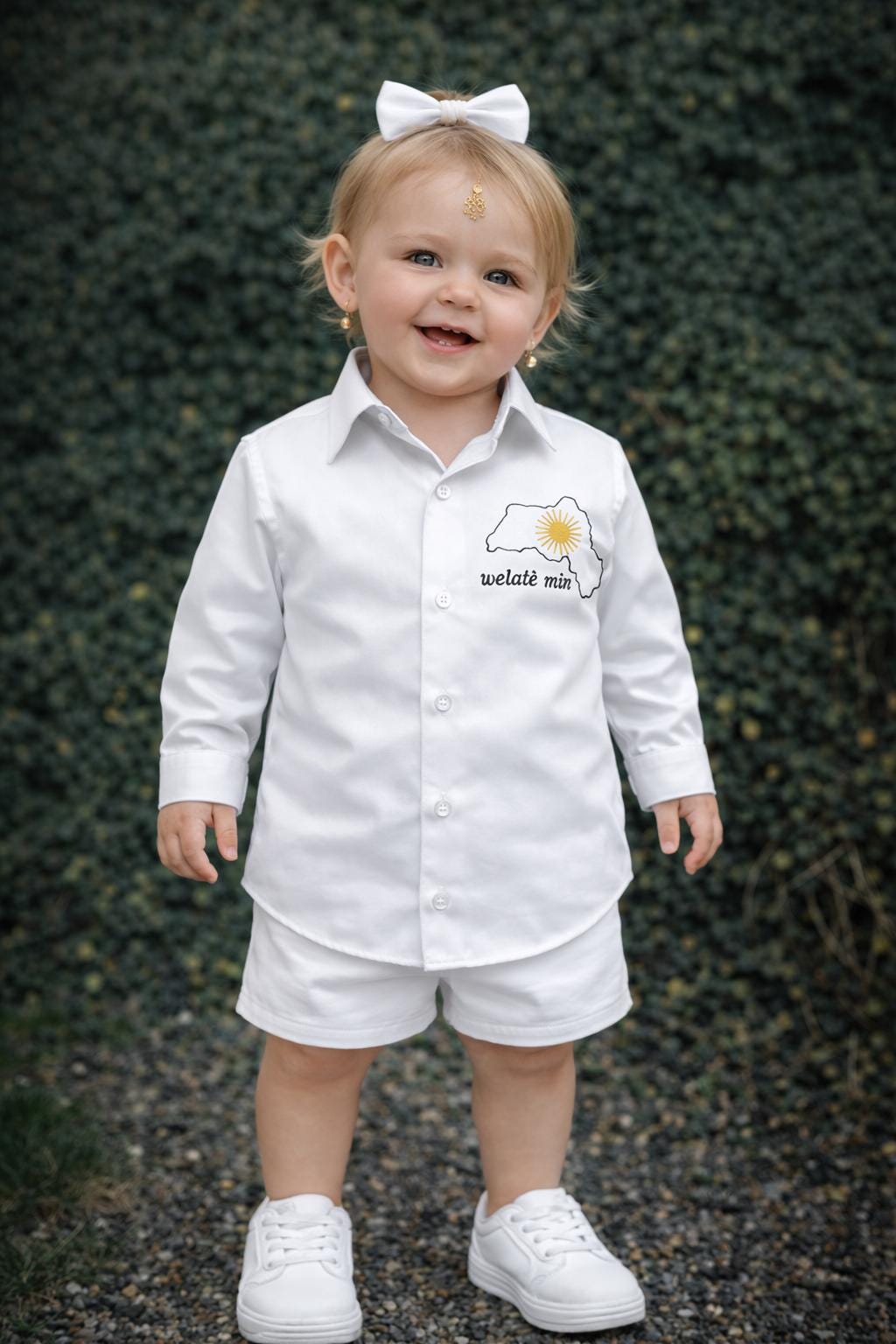 Welate min Aile Kombini Beyaz Kiras Fistan ve Gömlek - Image 4